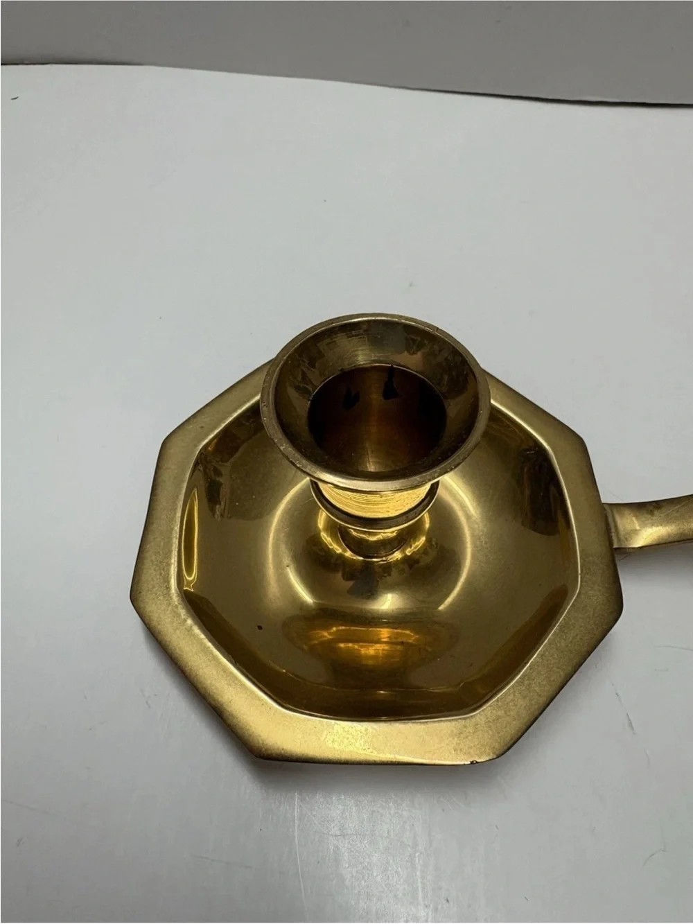 Vintage Brass Candlestick Octagon Base Taper Holder Cottage Decor